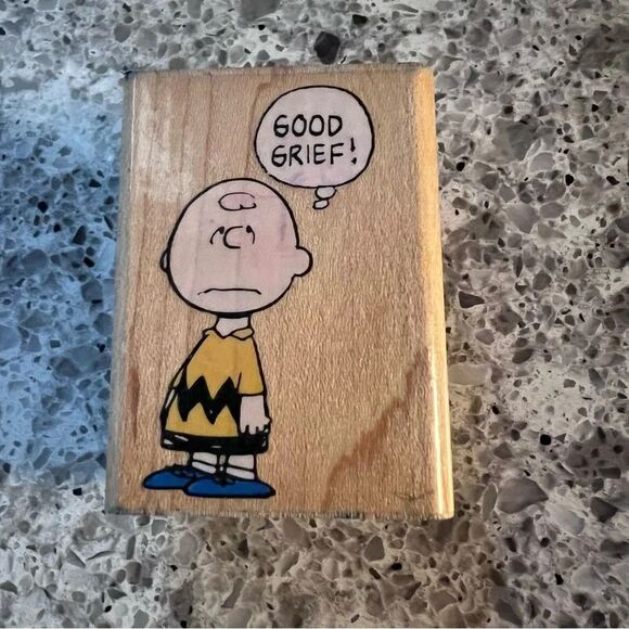 Charlie Brown Good Grief Peanuts Snoopy Craft Stampede Rubber Ink Stamp A755D - Picture 2 of 3